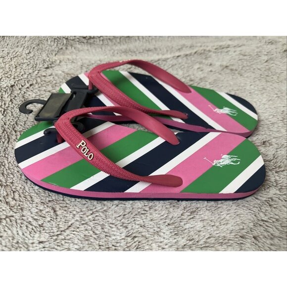 Polo Ralph Lauren Junior Flip Flops Pink Size 7 Sandal. - Picture 7 of 16